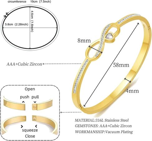 Rose Gold Bow Bangle Bracelet for Women Personalized Cubic Zirconia Stainless Steel Bracelets Oval Butterfly Bangles Bracelets Gifts for Love in Saudi Arabia