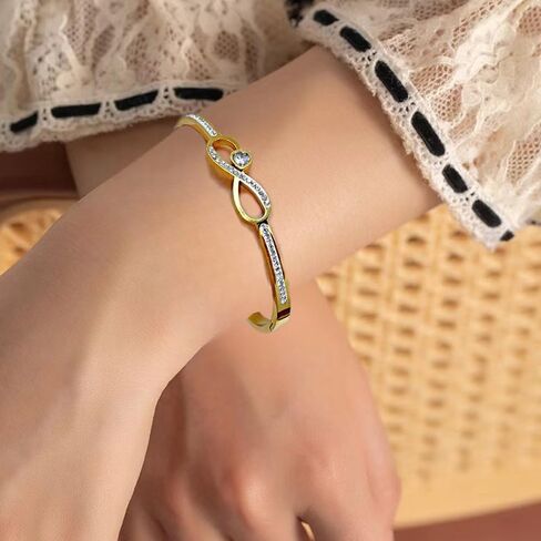 Rose Gold Bow Bangle Bracelet for Women Personalized Cubic Zirconia Stainless Steel Bracelets Oval Butterfly Bangles Bracelets Gifts for Love in Saudi Arabia