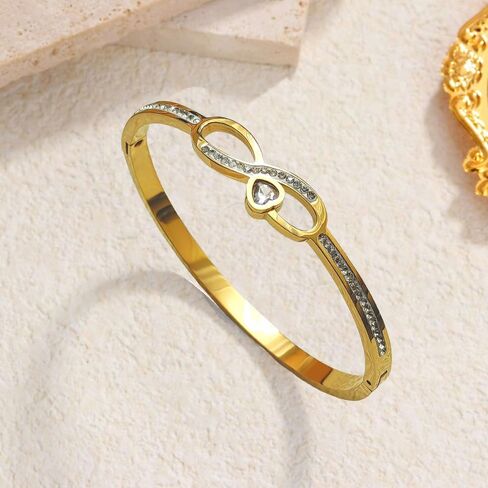 Rose Gold Bow Bangle Bracelet for Women Personalized Cubic Zirconia Stainless Steel Bracelets Oval Butterfly Bangles Bracelets Gifts for Love in Saudi Arabia