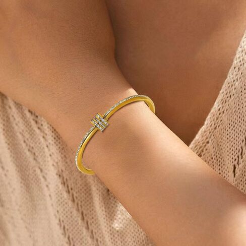 Rose Gold Bow Bangle Bracelet for Women Personalized Cubic Zirconia Stainless Steel Bracelets Oval Butterfly Bangles Bracelets Gifts for Love in Saudi Arabia