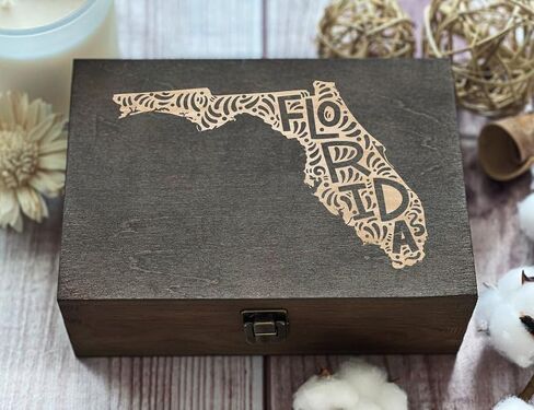 Florida Inspired Engraved Wooden Box - Sunshine State Design, A Memorable Gift or Souvenir in Saudi Arabia