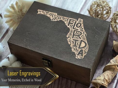 Florida Inspired Engraved Wooden Box - Sunshine State Design, A Memorable Gift or Souvenir in Saudi Arabia