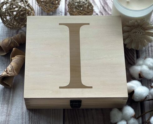 R Initial Elegantly Carved Wooden Box, Bespoke Laser Detailing, Perfect Customizable Souvenir, Ideal for Collecting Keepsakes & Heirlooms in Saudi Arabia