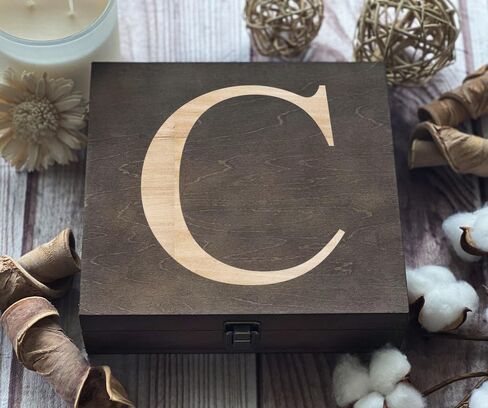 R Initial Elegantly Carved Wooden Box, Bespoke Laser Detailing, Perfect Customizable Souvenir, Ideal for Collecting Keepsakes & Heirlooms in Saudi Arabia