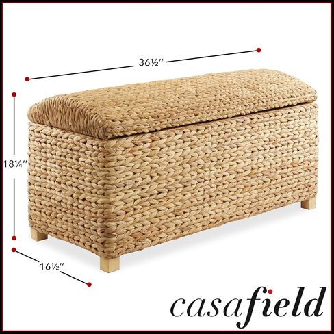 Casafield 36 "صندوق تخزين مع غطاء منحني ومفصلات السلامة - طبيعية ، صفير تخزين الخوص صدر التخزين لغرفة النوم ، طريق الدخول ، غرفة المعيشة in Kuwait