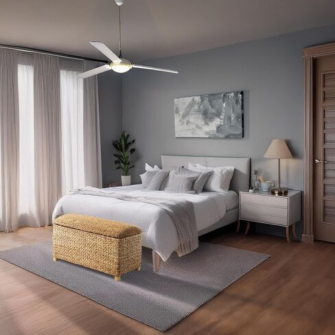 Casafield 36 "صندوق تخزين مع غطاء منحني ومفصلات السلامة - طبيعية ، صفير تخزين الخوص صدر التخزين لغرفة النوم ، طريق الدخول ، غرفة المعيشة in Kuwait