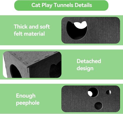 Homegroove Cat Tunnel for Indoor Cats, Large Felt L-Shape Cat Play Tunnels, Interactive Cat Tunnel Bed, DIY Peekaboo Cat Toy with Interactive Peek Holes for Cats(Grey, L-Shape) in Kuwait