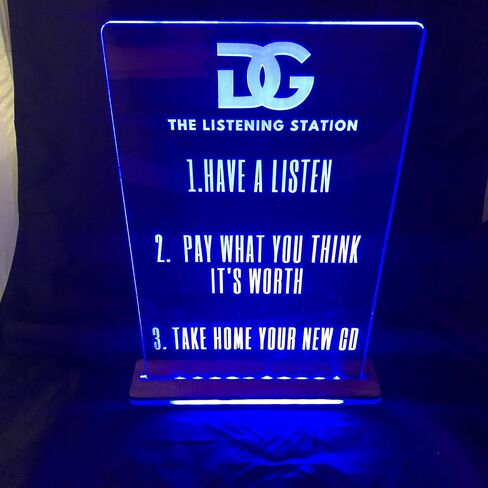 Custom LED Edge Lit Acrylic Laser Engraved and Cut Sign 6"x6" or 8"x10" Lighted Acrylic Base With Remote You Choose the Text or Graphic in Saudi Arabia