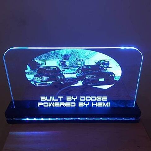 Custom LED Edge Lit Acrylic Laser Engraved and Cut Sign 6"x6" or 8"x10" Lighted Acrylic Base With Remote You Choose the Text or Graphic in Saudi Arabia