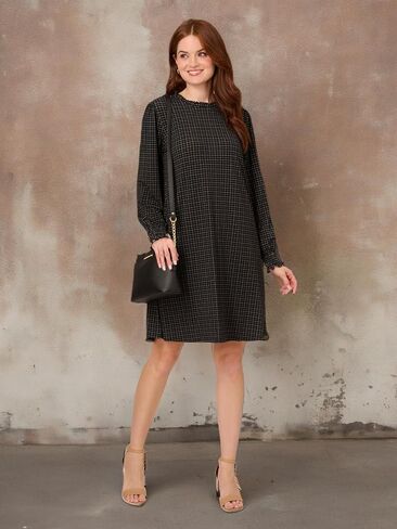 Adrianna Papell Women's Printed Ruffle Neck Knit Dress in Saudi Arabia