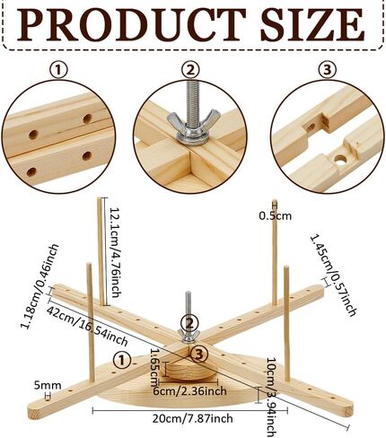Benecreat Portable Amish Style Yarn Winder Swift ، أداة تشطيب NeedleCraft ذات سطح المكتب مع قاعدة بيضاوية للصوف والغزل والتطريز in Kuwait