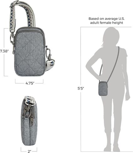 Travelon Boho Anti-Theft 2 Compartment Phone Crossbody, Black in Saudi Arabia