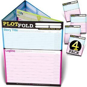 (4-Pack) PlotFold Screenwriting Map: Plan, Organize and Outline Film & TV Script Ideas Before Writing a Screenplay (4-Pack Plot Fold Posters)