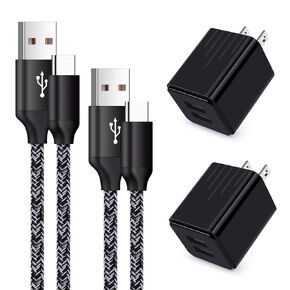 شاحن جداري USB من النوع C مكعب شحن سريع سلك كابل شاحن 6 أقدام لهاتف Samsung Galaxy S22/S21/S21 Ultra/S21 Plus/S20/S20+/S10e/S9/S8/A10e/A20/A50/A71/Note 20/10/ 9، جوجل بيكسل 5 4 3a، موتو جي 8 جي 7