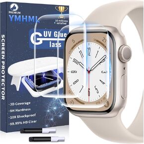 YMHML 2 Pack Apple Watch Series 9 Series 8/7 Screen Protector 41mm, Tempered Glass 3D Curved Full Cover Waterproof Bubble Free Anti-Scratch HD Film for iWatch 41mm Accessories [Auto-Dispersion Tech]