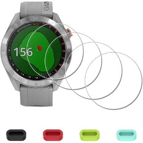 [4 Pack] Screen Protector for Garmin Approach S40 S60 Premium GPS Golf Watch + Silicone Anti-dust Plugs Tempered Glass Anti-Scratch Bubble-Free Easy Installation