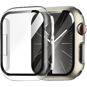 SKYI 2 Pack Rugged PC Case with Tempered Glass Screen Protector Compatiable with Apple Watch Series SE/6/5/4 40mm,Anti-Scratch Cover for Apple Watch Bumper (Black+Black, 40mm), TYPGBK01