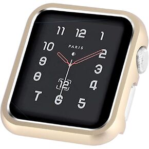 Compatible with Apple Watch Case 38mm 42mm, Metal Bumper Protective Cover Aluminum Alloy Frame Bling Shiny Protector Compatible iWatch Series 3/2/1(Matte Gold, 38mm)