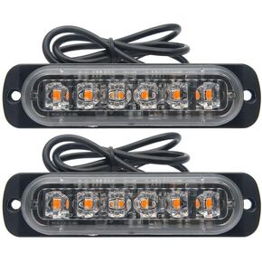 MASO Emergency Strobe Lights, Amber Recovery Car 6LED Light Bar Orange Grill Breakdown Flashing 18 Modes 12/24V Pack of 2