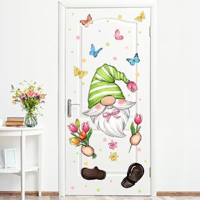 Mfault Easter Religious Cross Door Stickers Decals, Lamb Lily Flower Faith Christian Removable Door Decorations, Floral Butterfly Home Decor for Refrigerator Door Wall Window