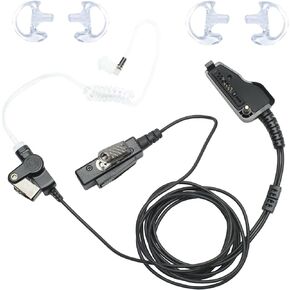 Earpiece Headset with MIC PTT Compatible with Kenwood NX-200 NX-300 NX-3300 NX-5400 NX-5200 NX-5300 Walkie Talkie Two Way Radio 2 Wire with Acoustic Tube Two Pair Medium Earmolds