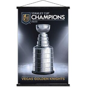 Trends International NHL Vegas Golden Knights - 2023 Stanley Cup Team Logo Wall Poster, 22.37" x 34.00", Premium Print and Beechwood Hanger Bundle