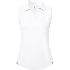 BGOWATU Women's Sleeveless Golf Polo Shirts Collared V Neck Tennis Tank Tops UPF 50+ Quick Dry Lightweight