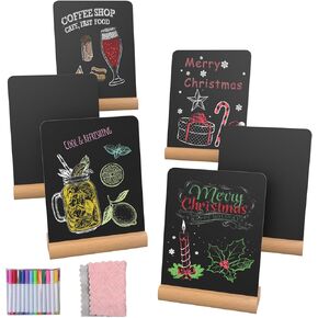 Chalkboard Signs, 6x8 Inch Small Chalkboard Signs with Stand, Mini Chalkboard Signs for Food, Buffet, Parties, Message Boards, Table Numbers (Pack of 6)