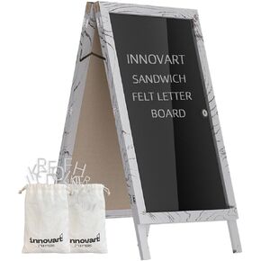 INNOVART A-Frame Sidewalk Sign with Locking Acrylic Door 40"x26", Sandwich Felt Letter Board w/Changeable Letters, Double-Sided Felt Letter Board for Restaurant, Business, Wedding, Black