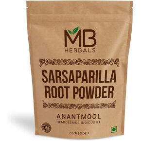 MB Herbals Sarsaparilla Root Powder 8 oz / 227 Gram | Anantmool Powder | Hemidesmus indicus Root Powder