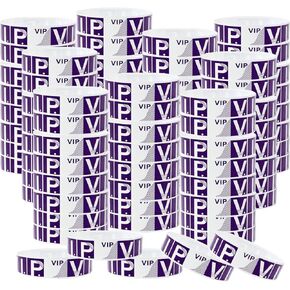 Honbay 100PCS Waterproof VIP Wristbands Purple Party Armbands Lightweight Paper Wristbands for Amusement Parks, Concerts, Fairs, Festivals and Event