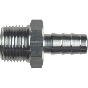 ICT Billet Straight 3/8" NPT Pipe to 3/8" .375" Hose Barb Fitting Bare Aluminum AN840-06-06A
