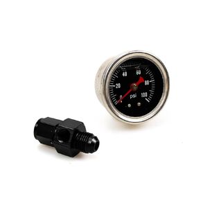 Universal Fuel Pressure Gauge, Liquid 0-100psi Oil Press Gauge 1/8 NPT with An6 Fuel Pressure Take Off Fitting 6an Adapter for Car & Truck