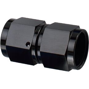 6AN Female Flare Swivel Coupler Aluminum 6 AN Fuel Hose Adapter Fittings Straight 9/16-18 Thread Black Anodized