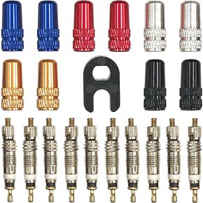 10 Pieces Presta Valve Cores & 10 Caps Bike Replacement Brass Tubeless Core for Tubeless Road MTB Bike, Stan's, Vittoria, Continental, Kenda and More