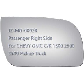 Side Mirror Glass fit for Chevy GMC C1500 C2500 C3500 K1500 K2500 K3500 Pickup Truck, Flat Left Driver Side LH, Including Adhesive (Non Towing Mirror Glass) (Non Heated)
