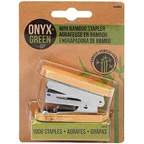 Onyx and Green Mini Stapler with 1000 Staples, Bamboo (4803)