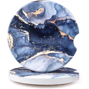 قواعد أكواب حامل أكواب السيارة مكونة من قطعتين من قواعد الأكواب الزرقاء اللطيفة للنساء والرجال، قواعد سيارة من السيراميك الماص مع فتحة إصبع لسهولة الإزالة، قاعدة مشروبات عالمية مضادة للانزلاق in Kuwait