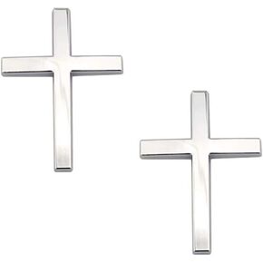 2x Cross Auto Emblem For Christian/Jesus Car Motorcycle Bike Styling Badge Sticker (Silver)