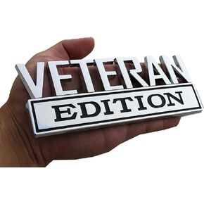 1x 7 Large Veteran Edition VA Emblem Badges Decal Car Flag Decal Military Replacement for F150 F250 F350 Chevy Silverado 1500 2500 Chevrolet C10 C15 (Chrome Black)
