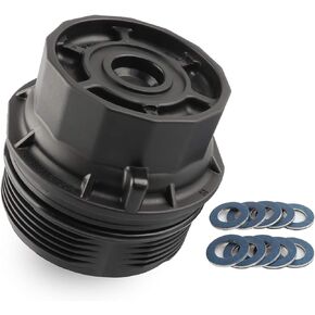 Oil Filter Housing Cap with 10pcs Oil Drain Plug Gaskets 15620-37010, 917-039, 917039 Compatible with Toyota Lexus - 2009-2015 Corolla, 2010-2017 Prius, 2009-2013 Matrix, 2011-2017 CT200h, More