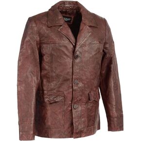 Milwaukee Leather SFM1870 Men's Black Button Closure Car Coat Blazer Leather Jacket
