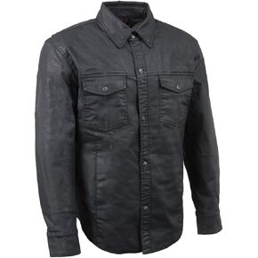 Milwaukee Leather MDM1603 Men’s Black Waxy Coated Snap Front Shirt
