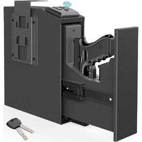 آمن للمسدس البيومتري، آمن للوصول السريع للمسدس مثالي لمنضدة النوم/المكتب/جانب السرير/الجدار/إلخ - رمز PIN والمفتاح in Kuwait