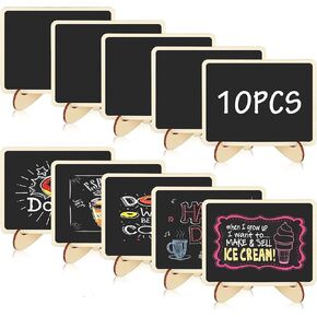 Mini Chalkboard Signs,10 Pack Framed Small Chalkboard Labels Kitchen Note Reminder Wood Message Boards Signs with Easel Stand for Weddings, Birthday Parties, Message Board Signs and Event Decorations