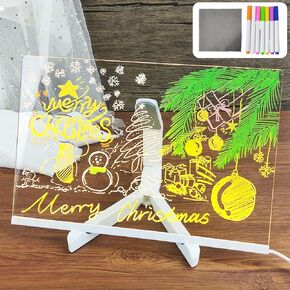 لوحة ملاحظات LED بألوان، لوحة مسح جاف أكريليك ملونة مقاس 7.9 × 11.8 بوصة مع 7 ألوان لأقلام الكتابة ولوحة رسائل للمكتب والمدرسة والمنزل in Kuwait