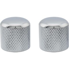 Musiclily Pro Metric Steel Push-on Dome Knobs for Import Telecaster Electric Guitar or Precision Bass, Black (Set of 2)