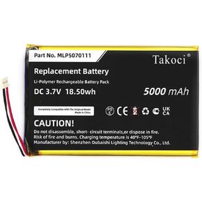5000mAh Diagnostic Scanner Battery, Compatible with Autel MaxiSys Mini, MS905, MK808BT, MK808TS, DS808,fits Part no MLP5070111 / MLP5070111