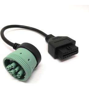 9 Pin to 16 Pin OBD2 Truck Diagnostic Scanner Cable Adapter J1962-J1939 for Cummins Diesel Engine(Male)