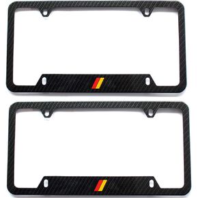 (Pack of 2) German License Plate Frame Aluminum with Carbon Fiber Finished / Screw and Caps Included in Saudi Arabia